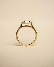 Yellow Gold Emerald Cut and Baguette Trilogy Engagement Ring
