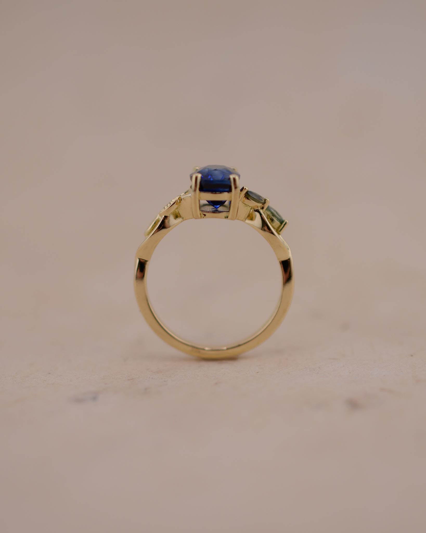 Yellow Gold Sapphire Vine Inspired Engagement Ring