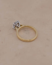 Yellow Gold and Platinum Solitaire Engagement Ring with Hidden Halo of Diamonds