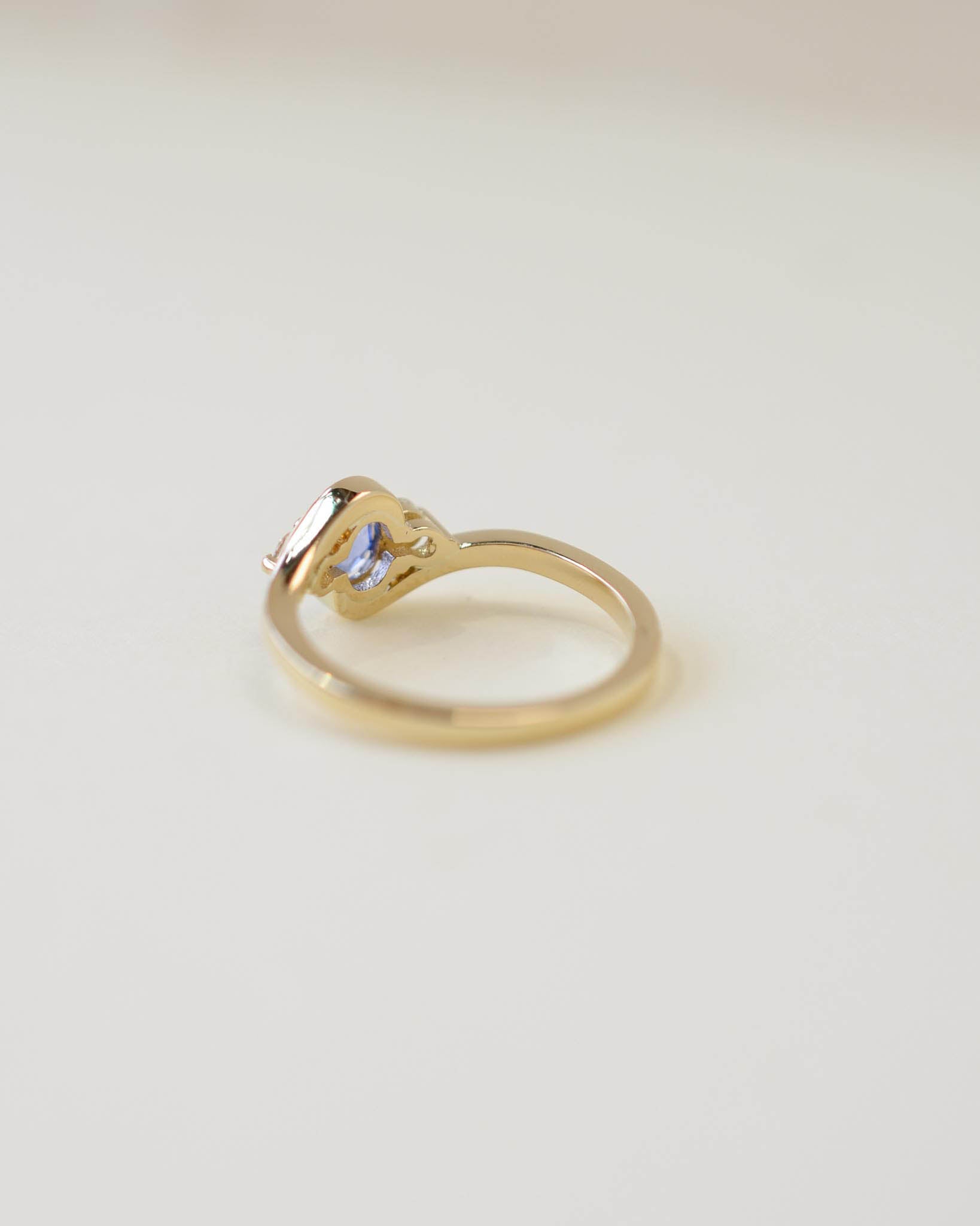 Yellow Gold Sapphire and Diamond Bypass Engagement Ring