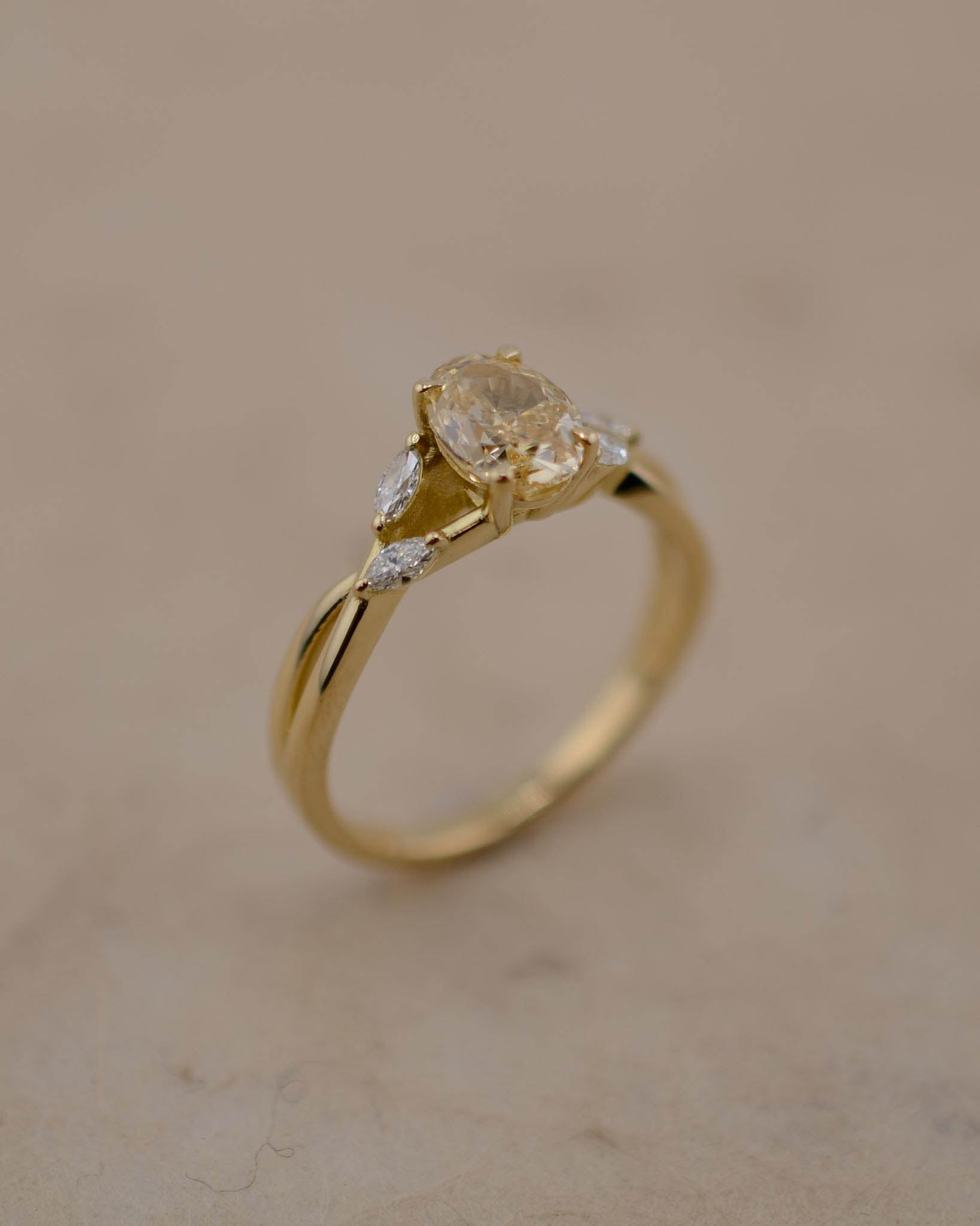 Yellow Gold and Yellow Diamond Vine Inspired Engagement Ring