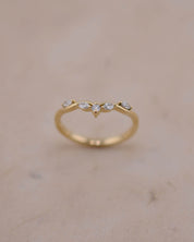 Yellow Gold and Diamond Wishbone Shaped Wedding Band
