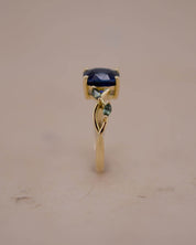 Yellow Gold Sapphire Vine Inspired Engagement Ring