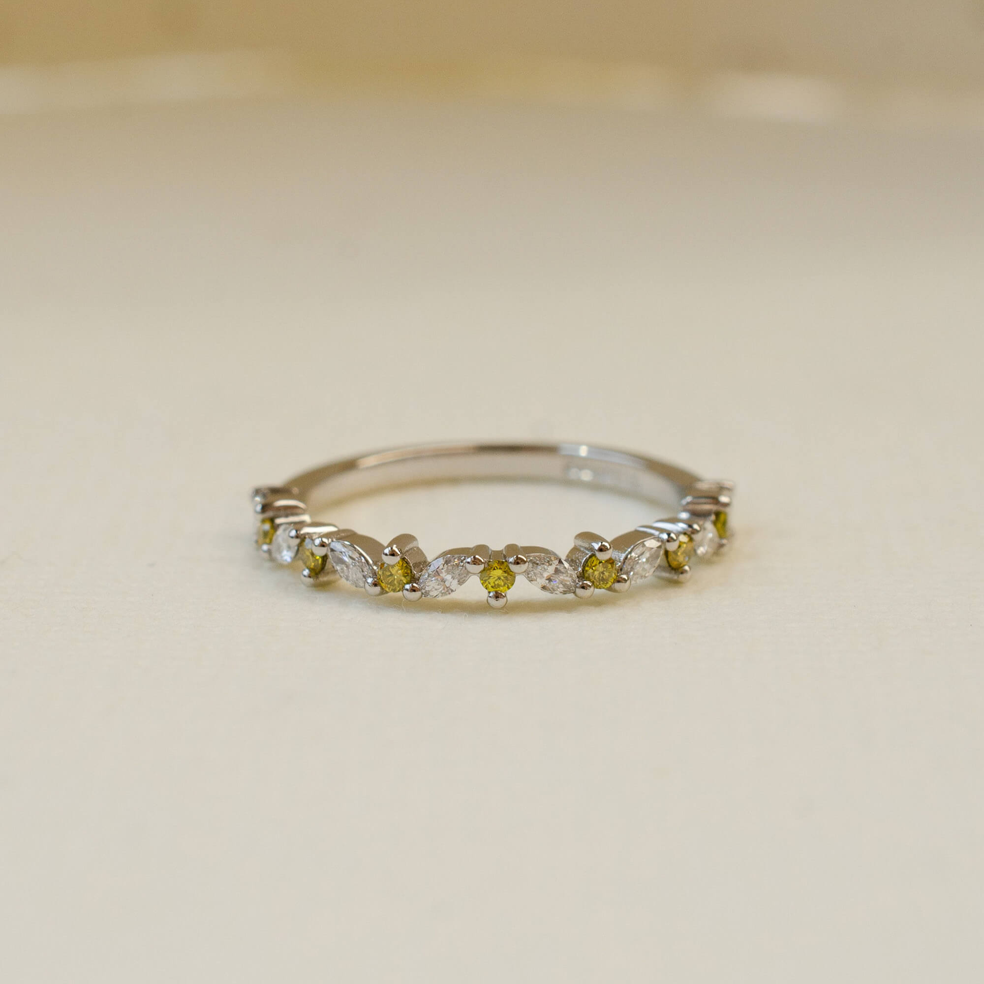 platinum round and marquise diamond eternity ring