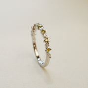 platinum yellow diamond and marquise wedding ring