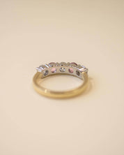 Gold and Platinum Five Stone Diamond and Tourmaline Eternity Ring