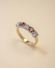 Gold and Platinum Five Stone Diamond and Tourmaline Eternity Ring