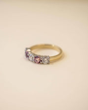 Gold and Platinum Five Stone Diamond and Tourmaline Eternity Ring