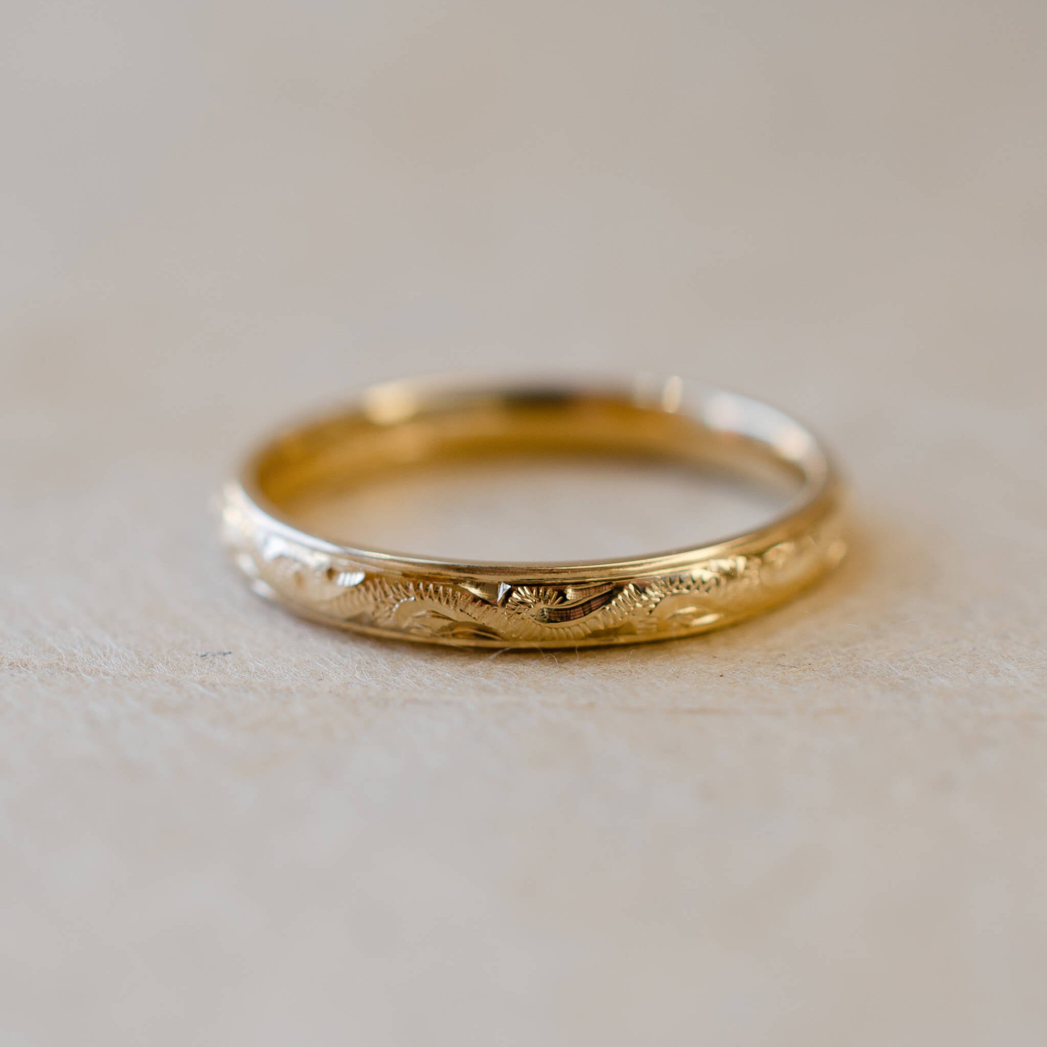 hand engraved 2mm wide wedding ring 