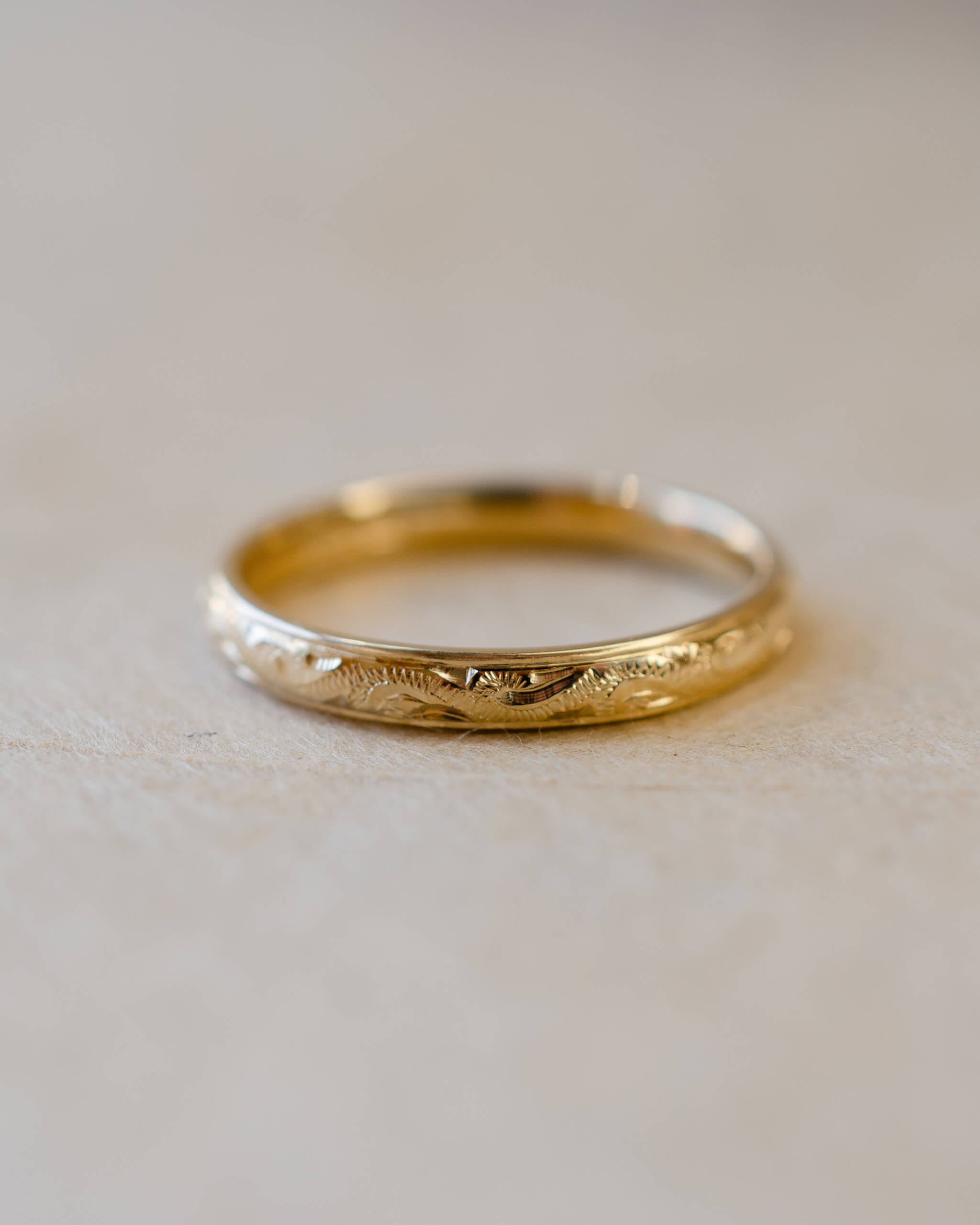 hand engraved 2mm wide wedding ring 