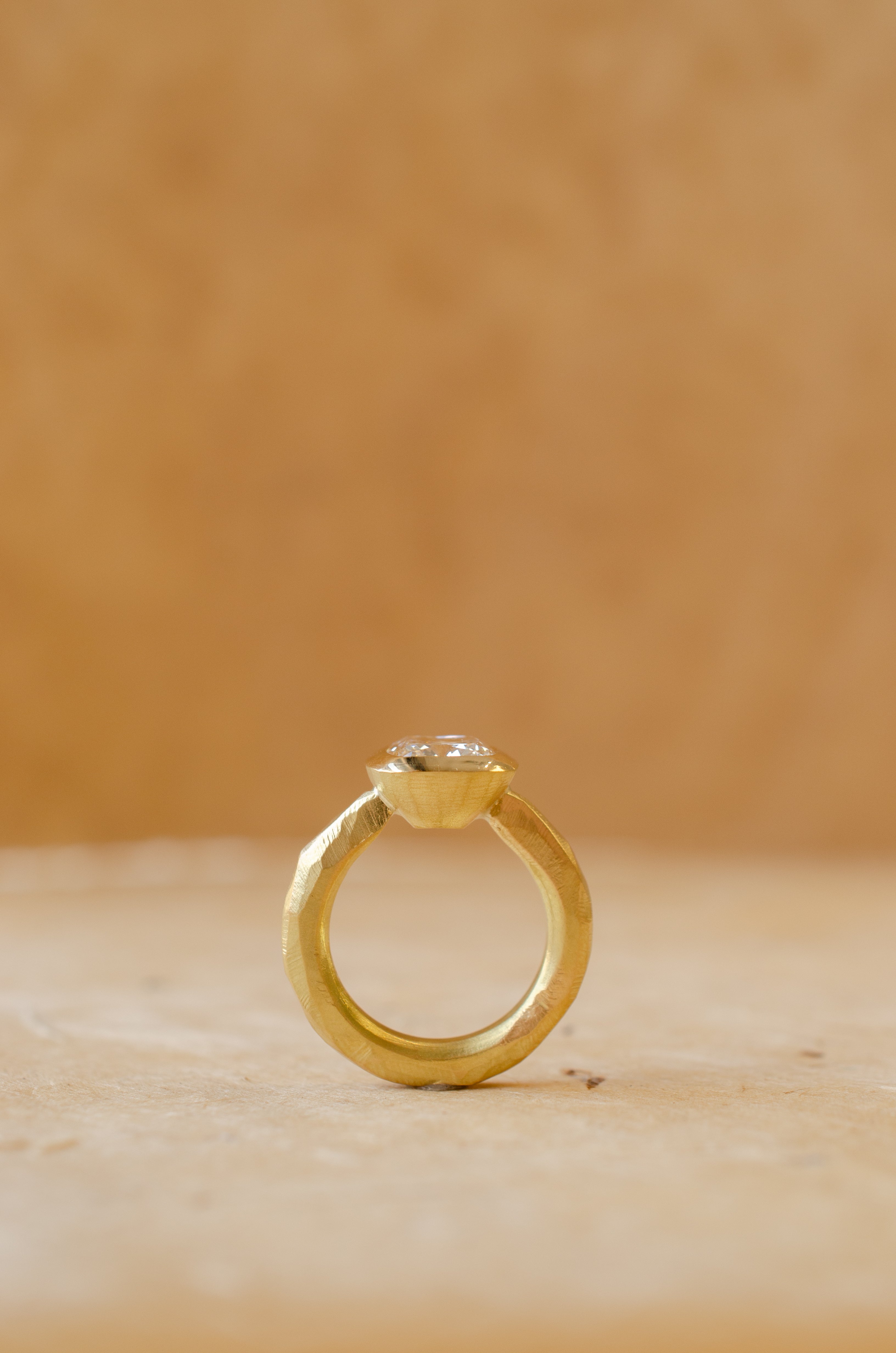 lab grown cushion cut diamond engagement ring chunky