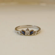 crown style wedding ring with sapphires and diamonds 