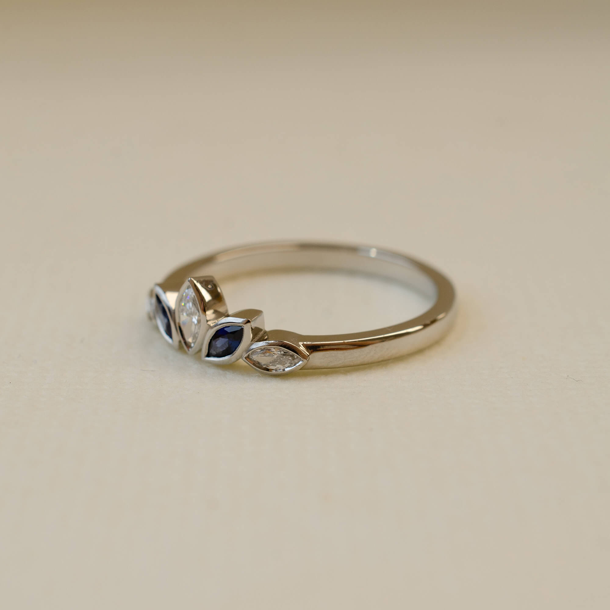 platinum tiara ring with sapphire and diamonds 
