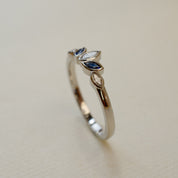 sapphire and diamond tiara ring in platinum