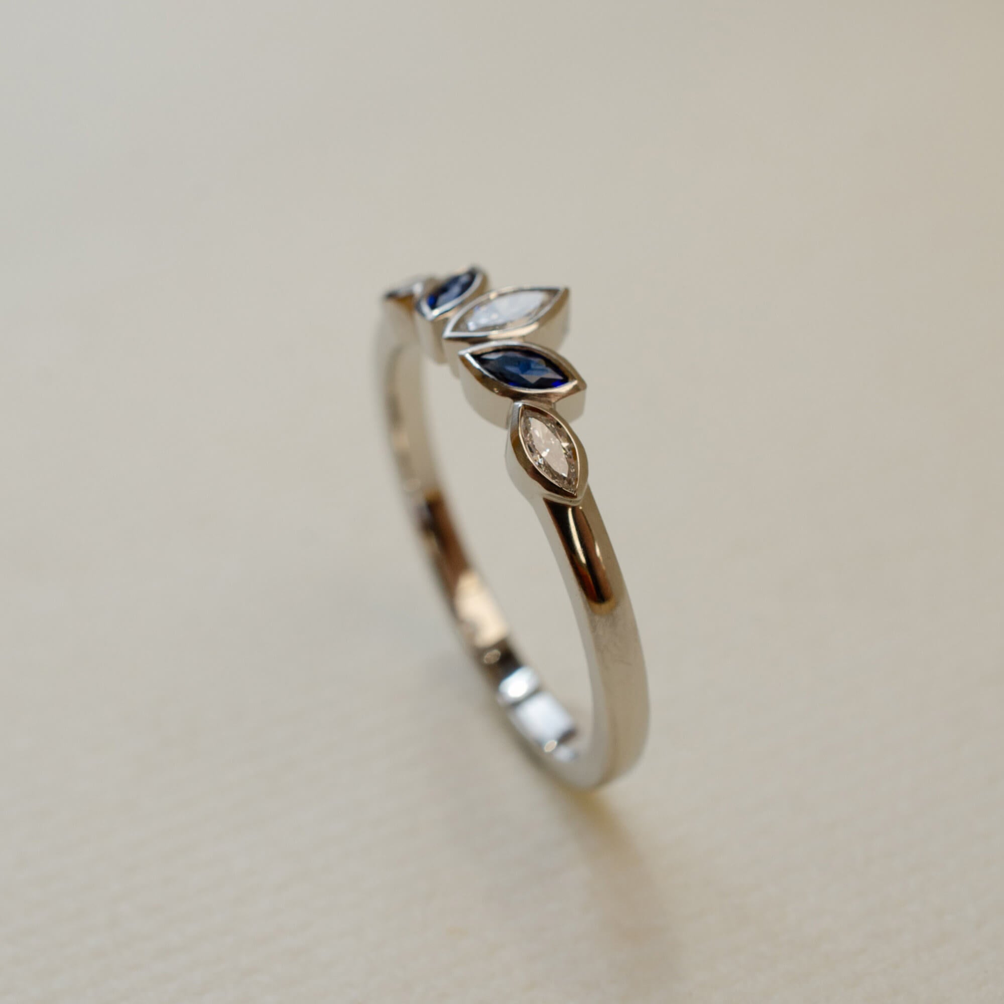 sapphire and diamond tiara ring in platinum