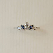 sapphire and diamond platinum crown ring