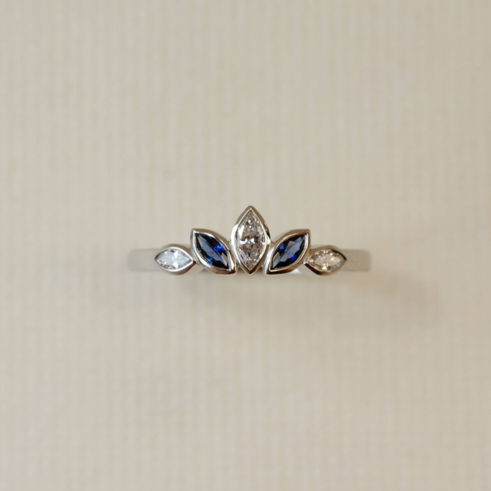 sapphire and diamond platinum crown ring