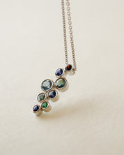 A platinum birthstone bubble necklace