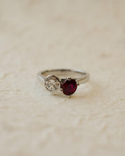 moi et toi diamond and ruby two stone ring