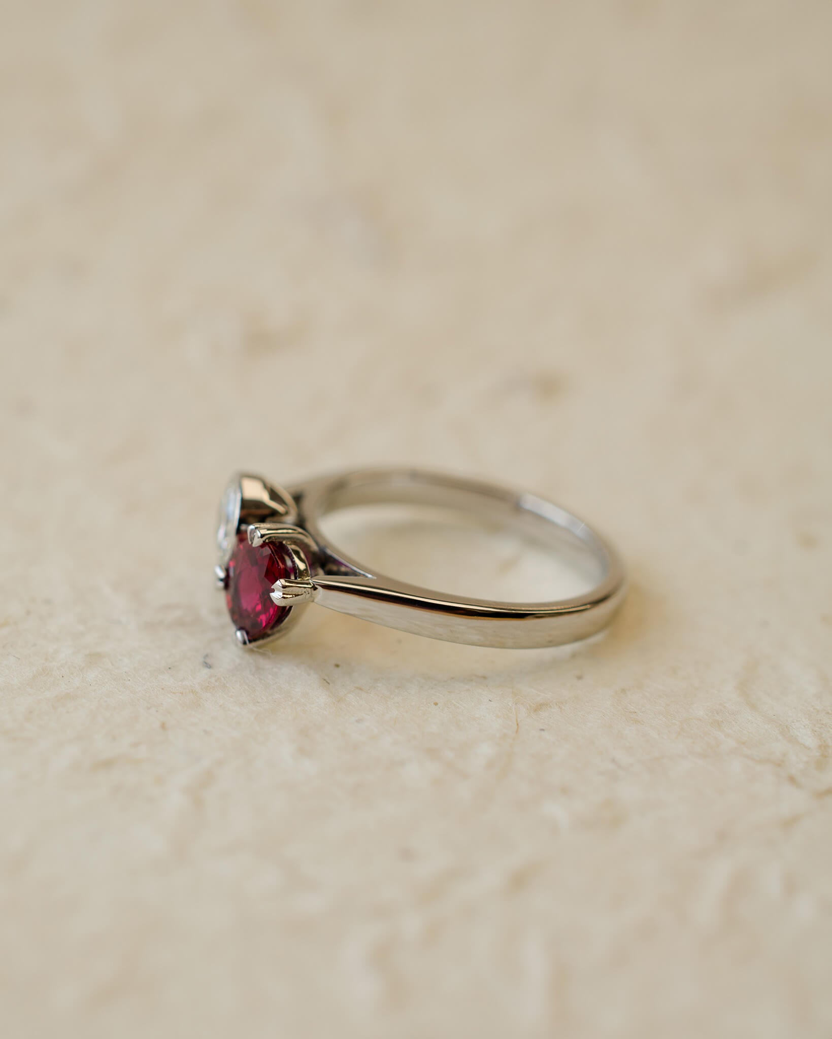 moi et toi diamond and ruby two stone ring