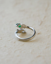 Diamond & Emerald Pear Cut Bypass Engagement Ring