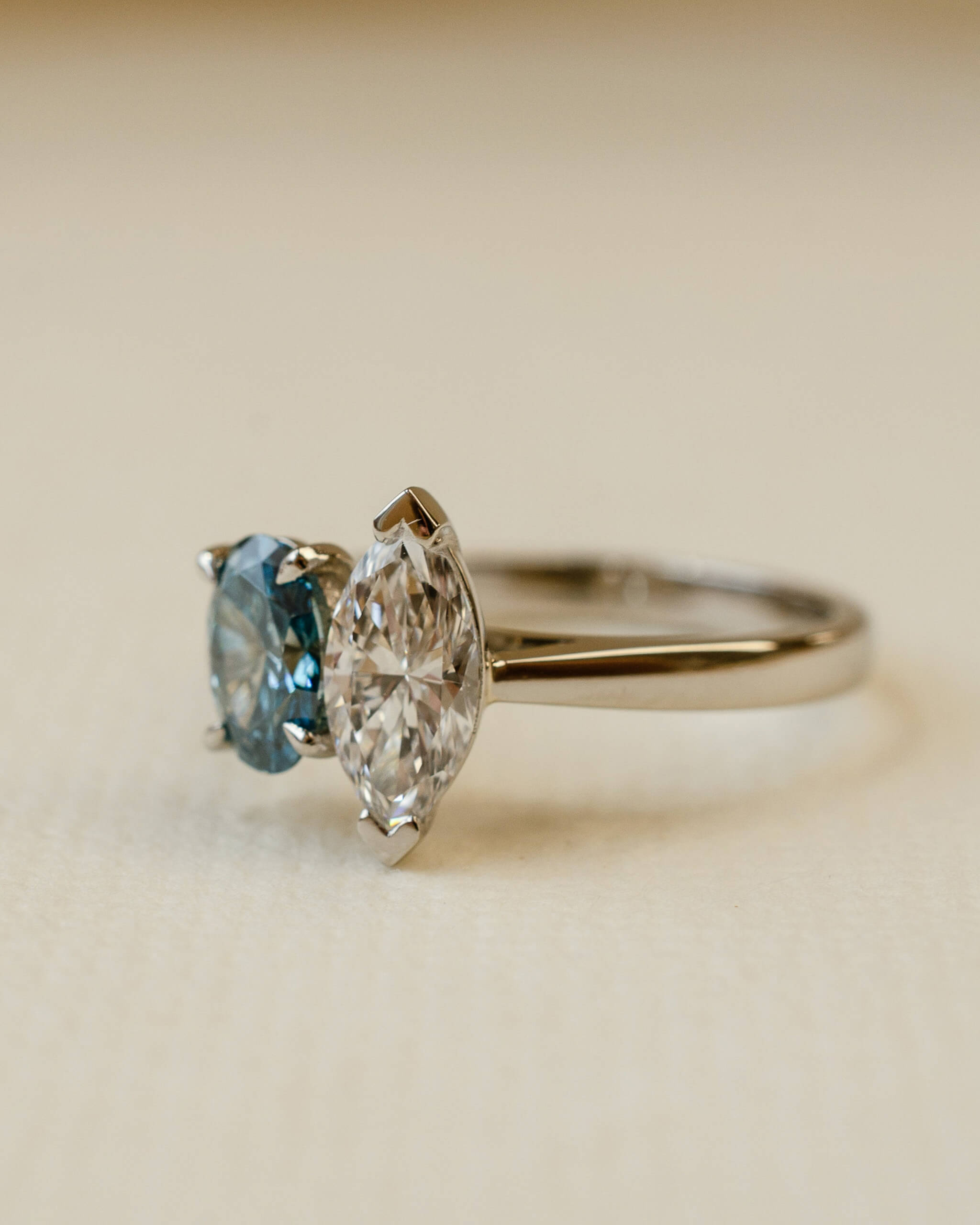 Toi et Moi Blue Diamond Engagement Ring