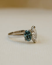 Toi et Moi Blue Diamond Engagement Ring