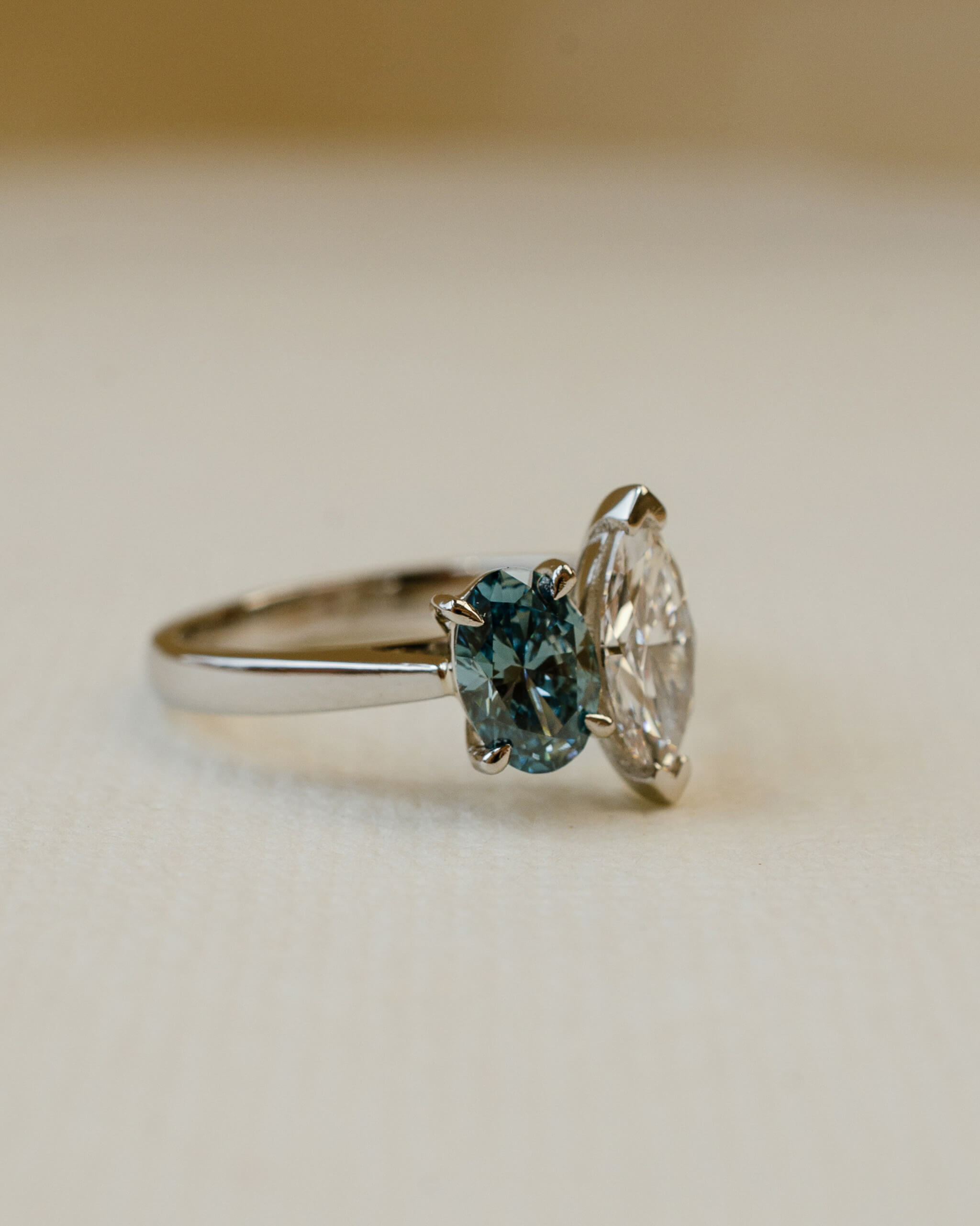Toi et Moi Blue Diamond Engagement Ring
