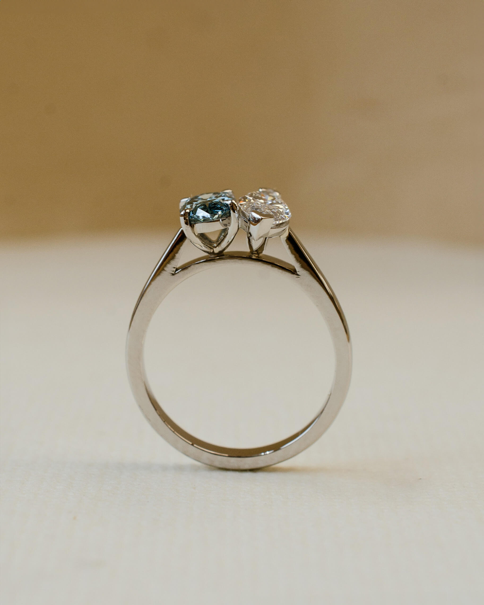 Toi et Moi Blue Diamond Engagement Ring