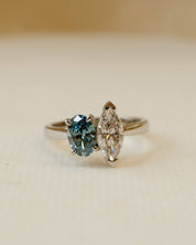 Toi et Moi Blue Diamond Engagement Ring