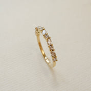 18ct yellow gold alternating round and marquise wedding ring