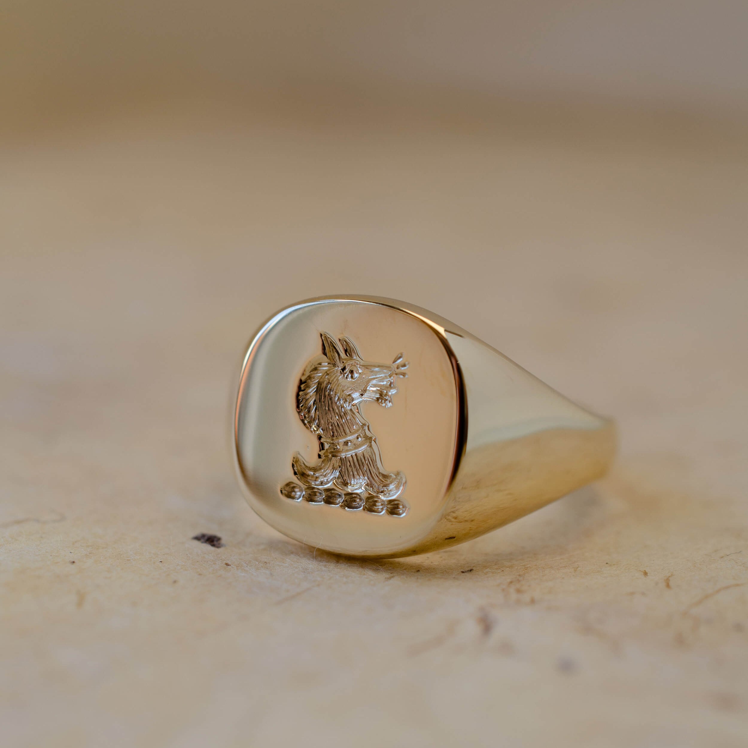yellow gold seal engraved signet ring