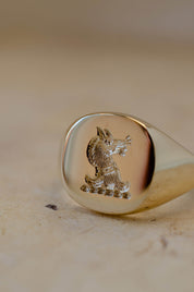 seal engraved yellow gold signet ring
