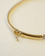yellow gold hinged bangle with diamonds 
