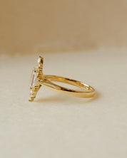 yellow gold and diamond emerald cluster engagement ring
