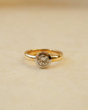 Platinum and Yellow Gold Bezel-Set Diamond Ring
