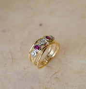 Ruby & Diamond Bubble Crossover Ring