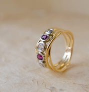 Ruby & Diamond Bubble Crossover Ring