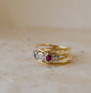 Ruby & Diamond Bubble Crossover Ring