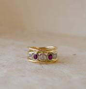 Ruby & Diamond Bubble Crossover Ring