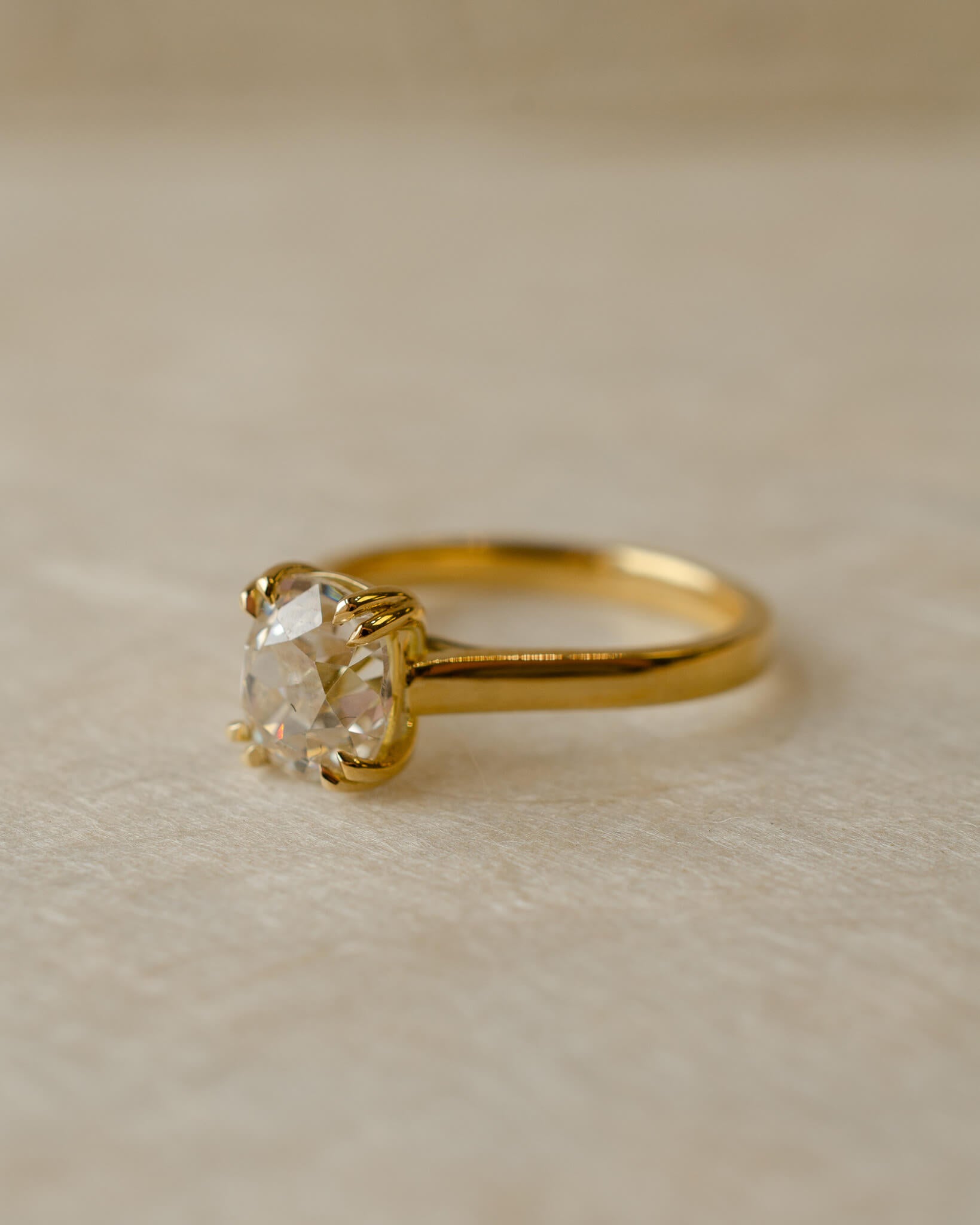 yellow gold ring with rose cut antique diamond