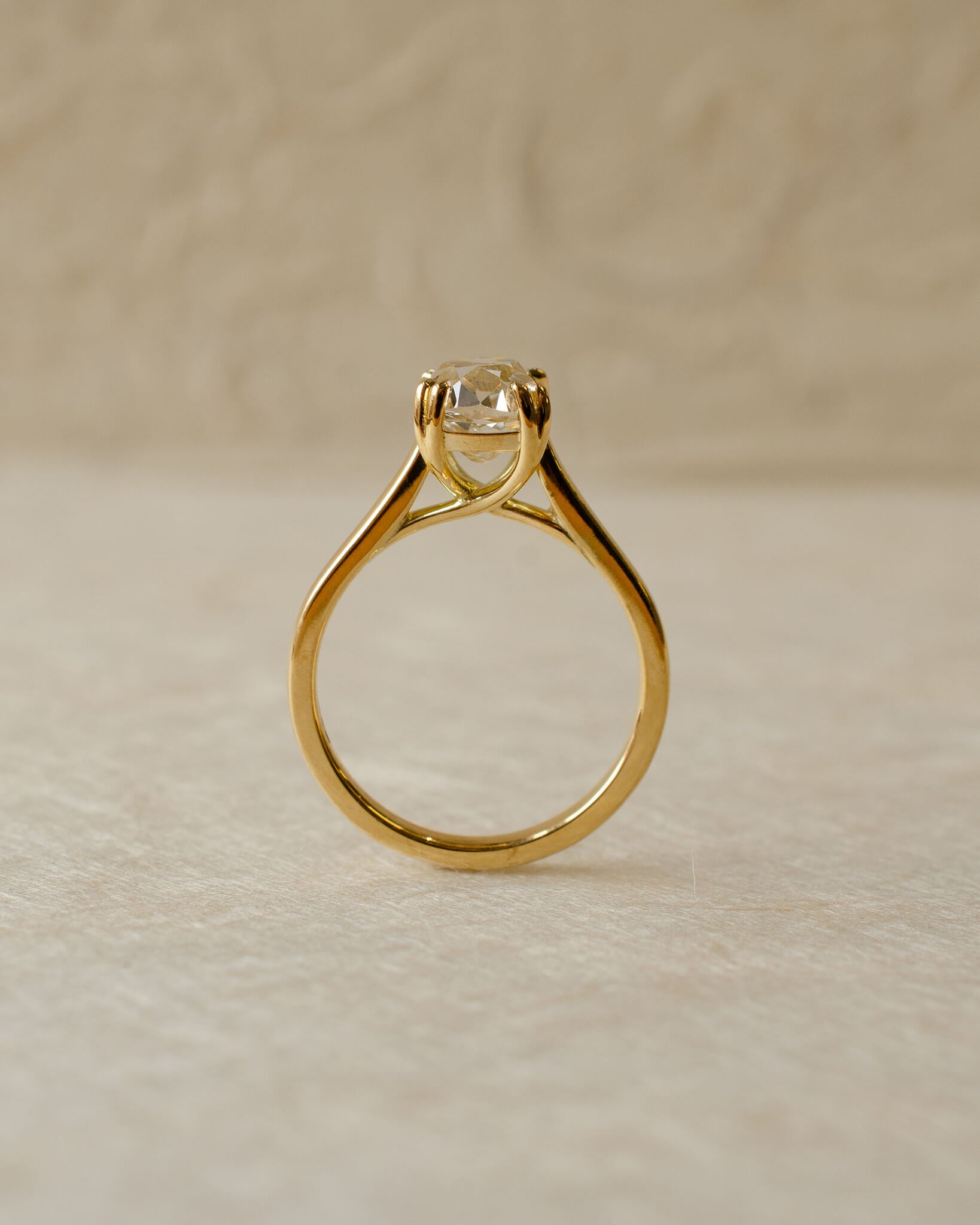 yellow gold solitaire engagement ring with rose cut diamond