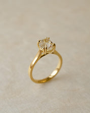 old cut diamond in solitaire style yellow gold engagement ring