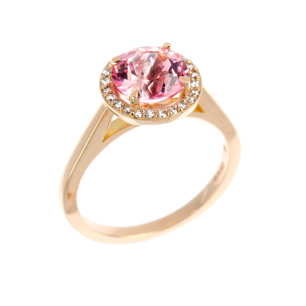 Morganite & Diamond Halo Engagement Ring