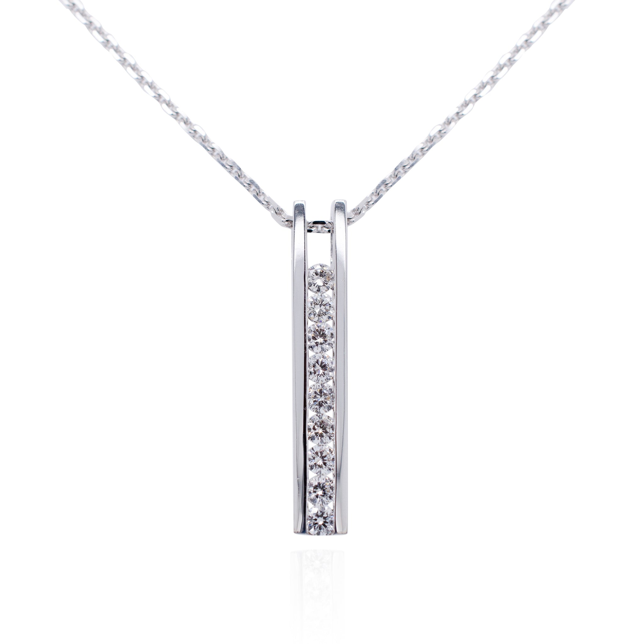 Diamond Necklace Channel Set In 18ct White Gold