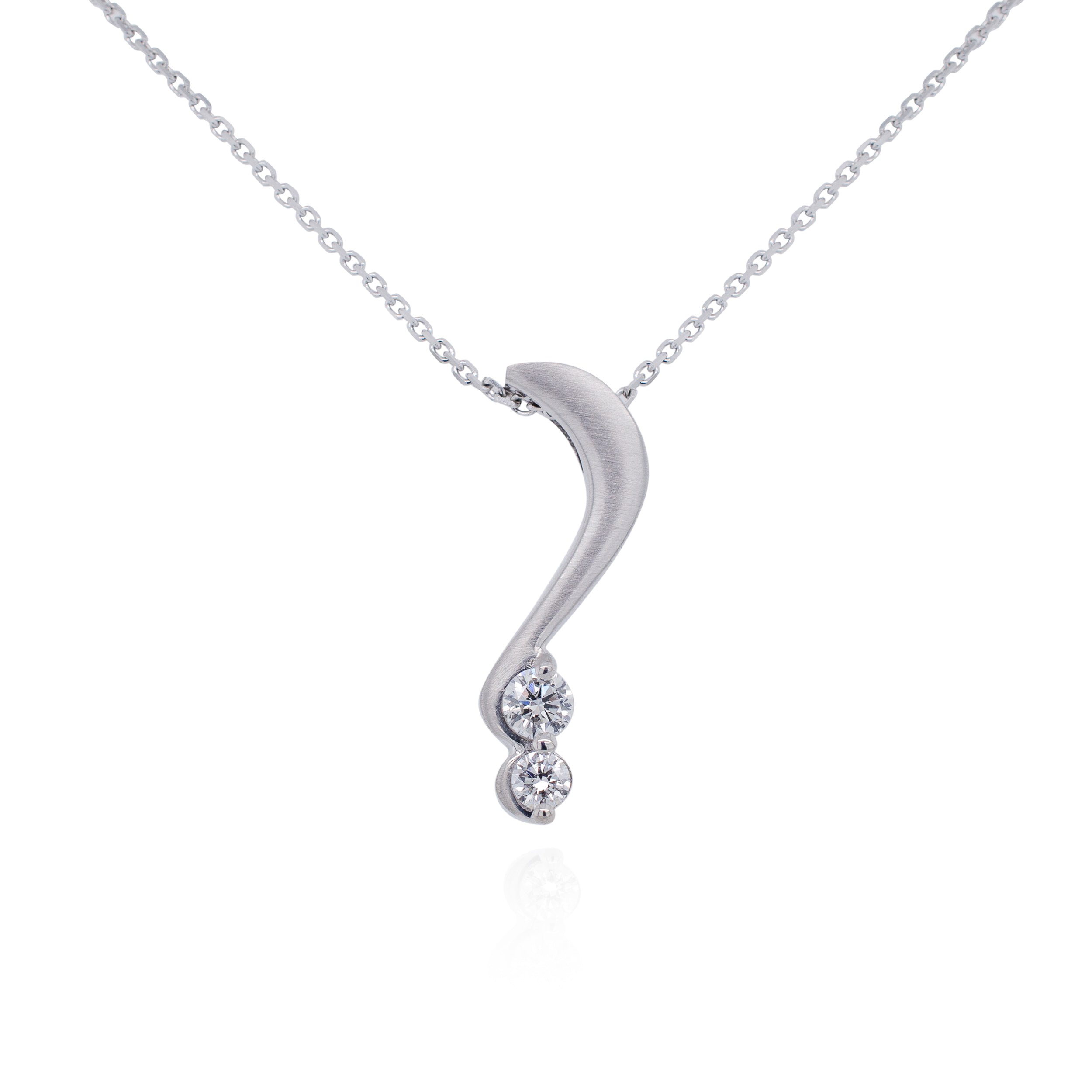 Round Brilliant Swirl Drop Pendant in 18ct White Gold