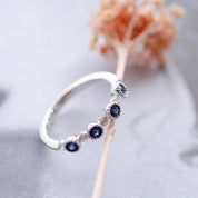 Blue Sapphire & Diamond Wedding Ring in 18ct White Gold