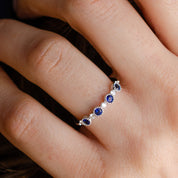 Blue Sapphire & Diamond Wedding Ring in 18ct White Gold