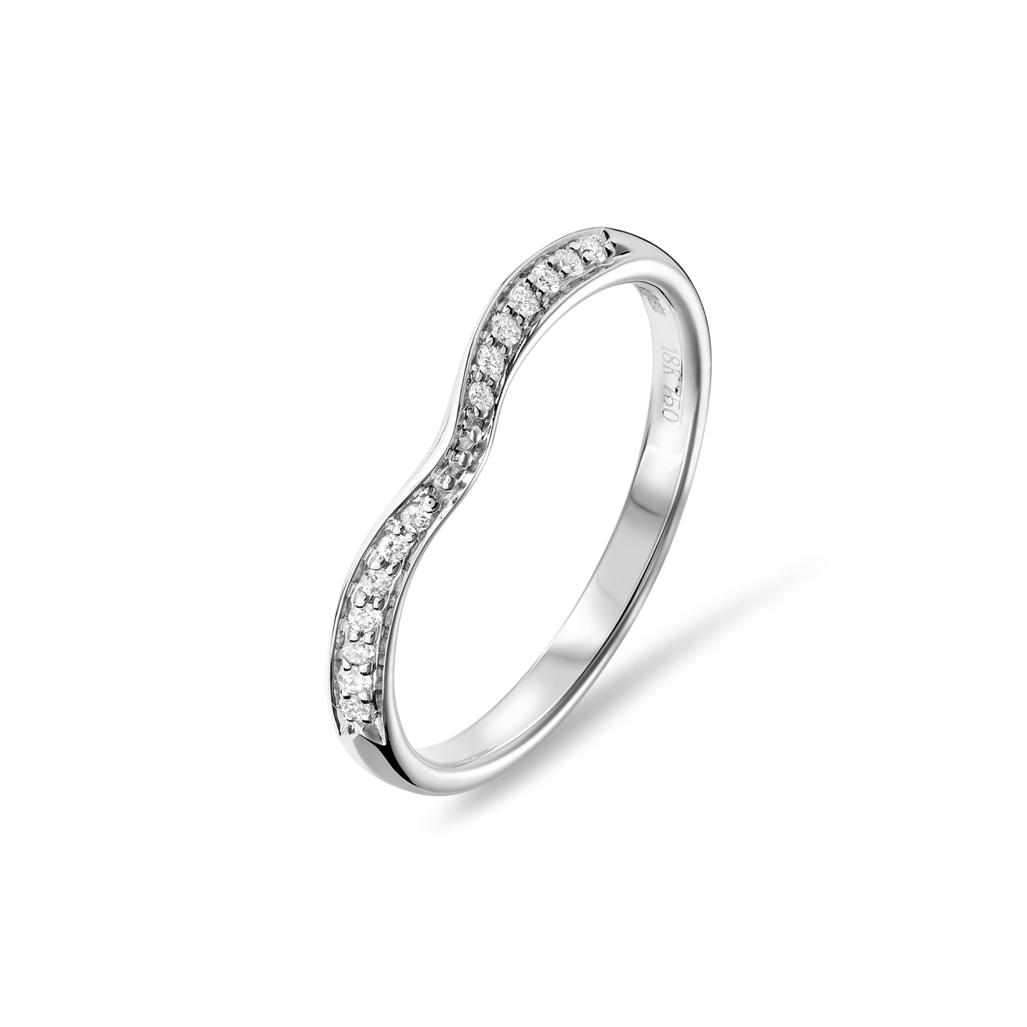 Diamond Set Fitted Wedding Ring in 18ct White Gold
