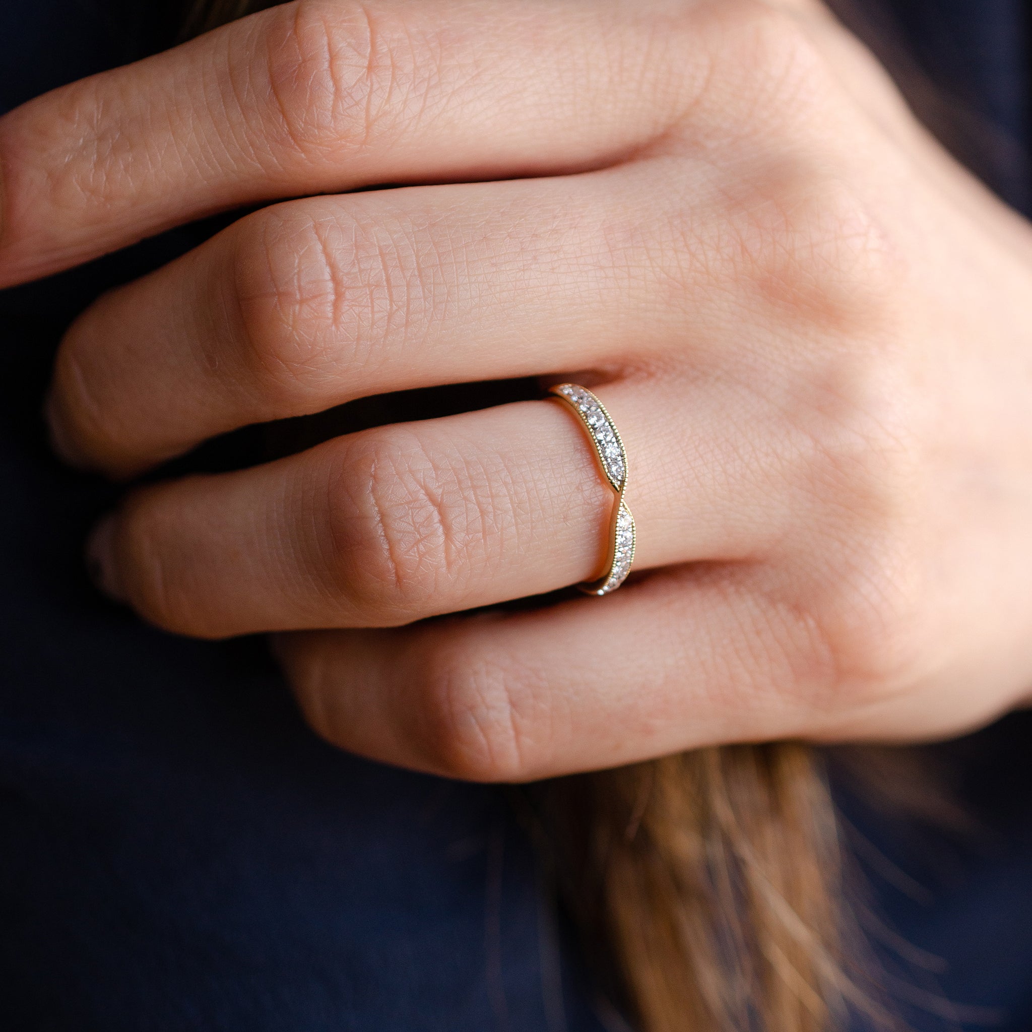 Milgrain Diamond Twist Fitted Wedding Ring